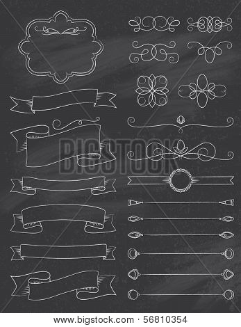 Vintage Calligraphy Chalkboard Design Elements Three