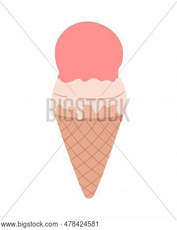 Summer Ice Cream Vector Concept. Cold Dessert And Delicacy For Hot Weather. Symbol Of Tropical Count