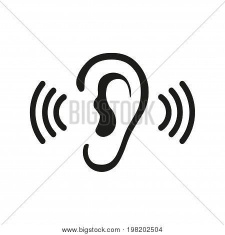 Ear listen vector icon on white background. Ear vector icon. Listening vector icon.