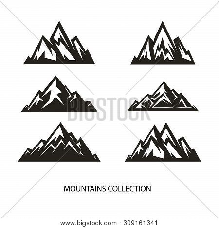 Set of Mountain. Mountains. Mountain logo. Mountain icons. Mountain icon vector. Mountain icon simple sign. Mountain icon collection. Mountain icon design illustration. Mountain icon image. Mountain hill logo. Climb logo design. Mountain rock logo.