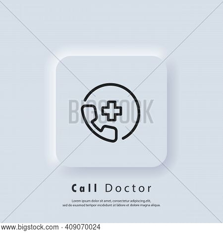 Call Doctor Icon. Emergency Call Icons. Telemedicine Or Telehealth Virtual Visit. Video Visit Betwee