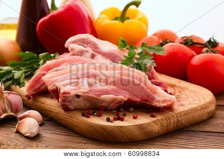 Sliced pieces of raw Meat for barbecue