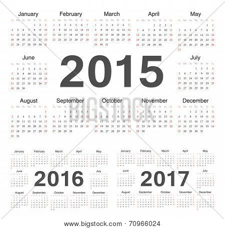 Vecto Rcircle Calendars 2015, 2016, 2017