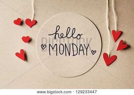 Hello Monday Message With Small Hearts