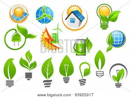 Abstract eco or green energy icons