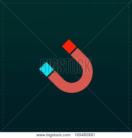 Magnet. Color symbol icon on black background. Vector illustration