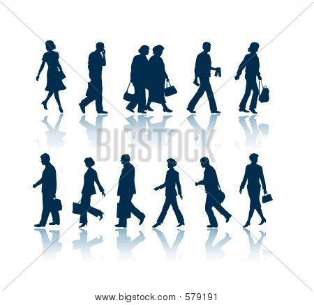 Walking People Silhouettes