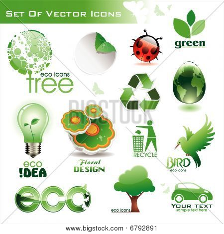 Collection of green eco-icons