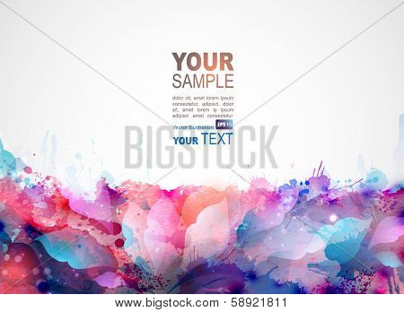 blue abstract background forming by blots and design elements