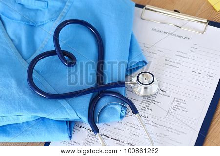 Medical Stethoscope Twisted In Heart Shape