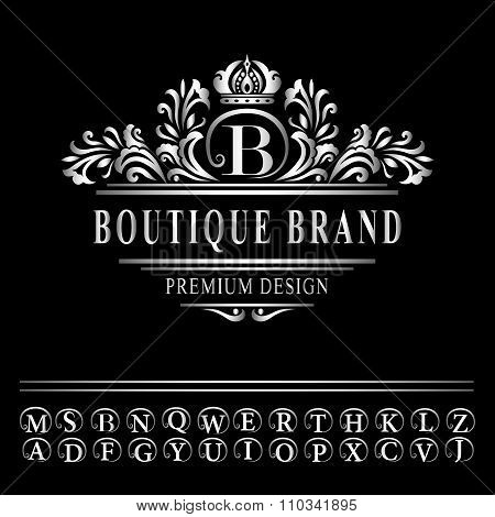 Monogram Design Elements, Graceful Template. Elegant Line Art Logo Design. Business Silver Emblem