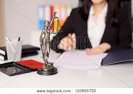 Statuette Of Themis - The Goddess Of Justice On Lawyer’s Desk