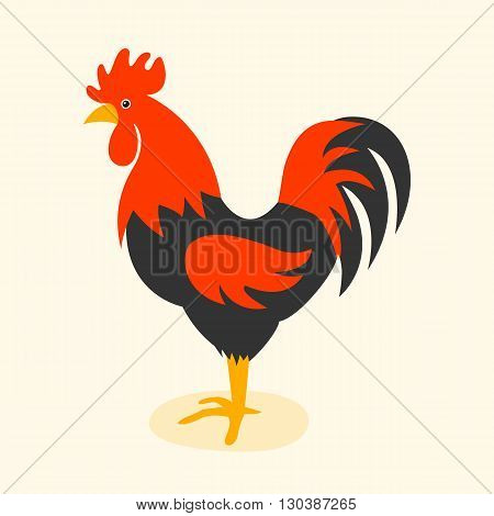 Cute cartoon rooster vector illustration. Cartoon rooster isolated on background. Rooster, cock farm bird. Vector cock farm animal. Cute rooster vector illustration. Rooster farm animal vector.