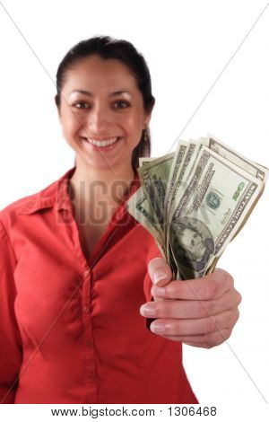 Latino Woman With Money