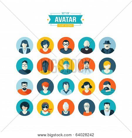 Set of avatar flat design icons