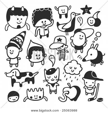 Funny characters set. Vector illustration.