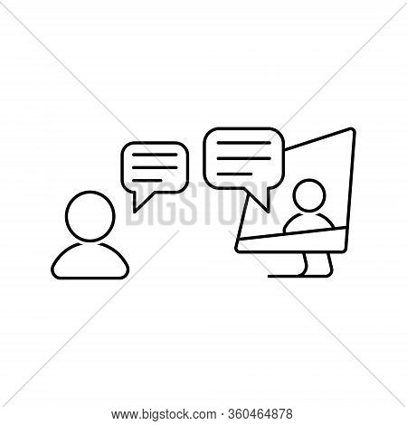 Online Conversation Vector Icon. People Talking Via Internet At Home During Quarantine. Video Chat I