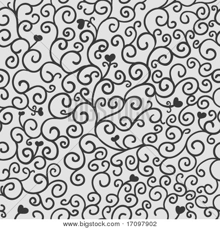 Black and white romantic seamless pattern