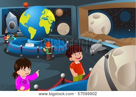 Kids On A Field Trip To A Planetarium