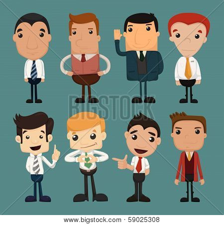 Set Of Businessman Characters Poses , Office Worker