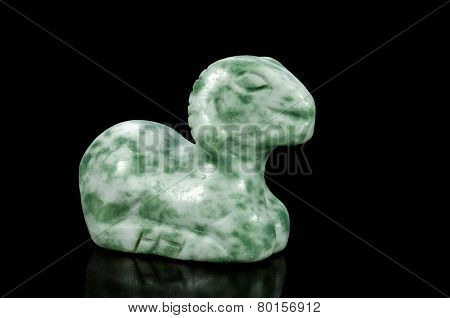 Carved green moss agate Sheep