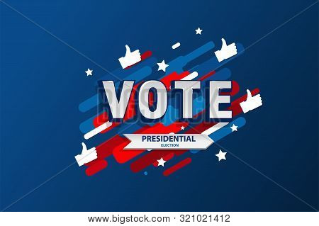 Vote 2020 In Usa, Banner Design. American Patriotic Background Election Day. Usa Debate Of President