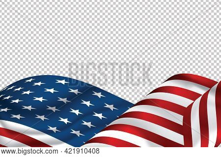 Waving Flag Of The United States Of America. Illustration Of Wavy American Flag For Independence Day