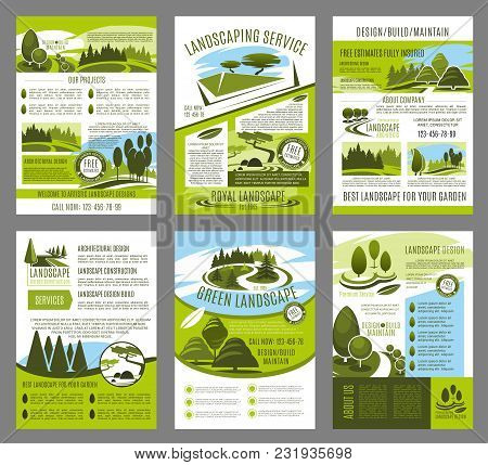 Landscape Design And Green Garden Build Brochure Template For Landscaping Company Or Horticulture Se