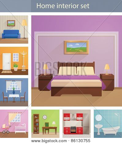 Home interiors vector set