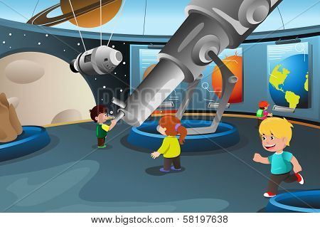 Kids On A Field Trip To A Planetarium