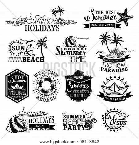 Vector Set Of Summer And Travel Designs.