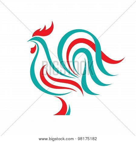 Rooster vector logo concept in line style. Bird cock abstract illustration. Cock logo.