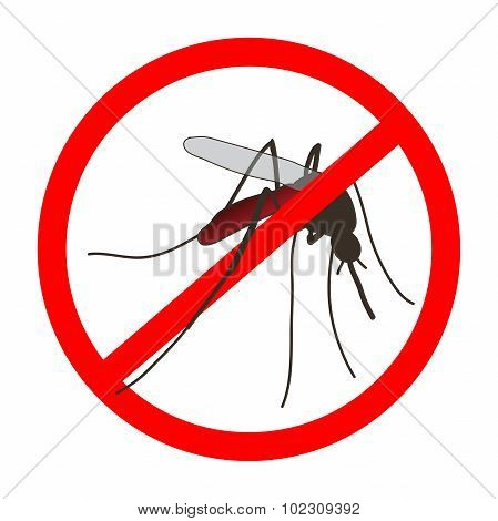 Anti mosquito sign with a realistic mosquito.