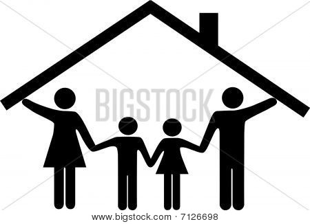 Haus Familie Eltern und Kindern unter home Dach