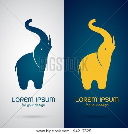 Vector Image Of An Elephant Design On White Background And Blue Background, Logo, Symbol