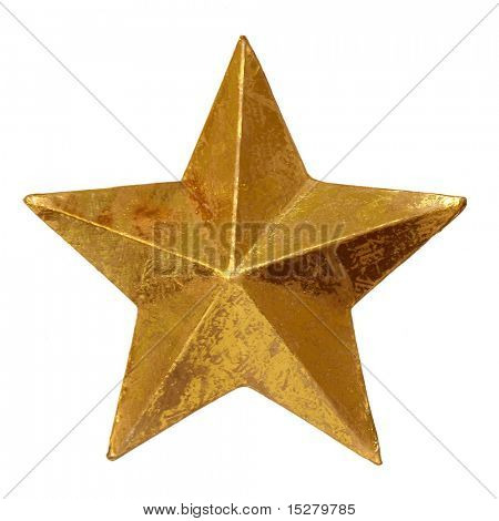 Golden star, clipping path included.