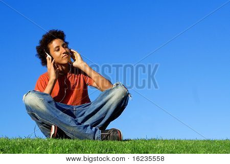 teenager listening to music