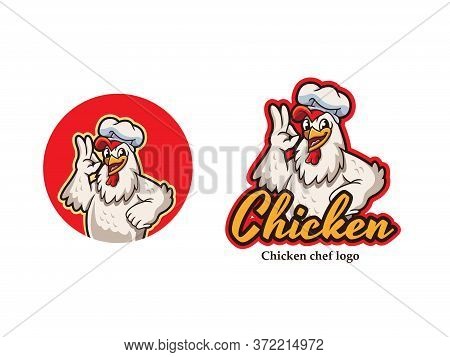 Chicken Mascot Logo Vector. Chicken Vector Illustration. Chicken Chef Restaurant Logo. Organic Farm 