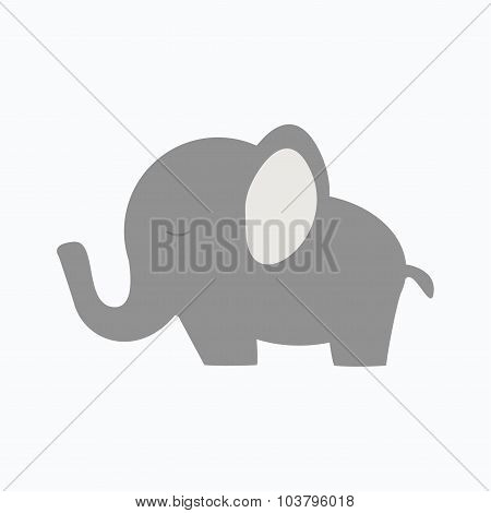 Little baby elephant. Isolated elephant icon on white background.