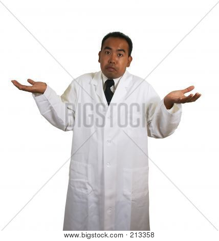 Scientist Shrug On White