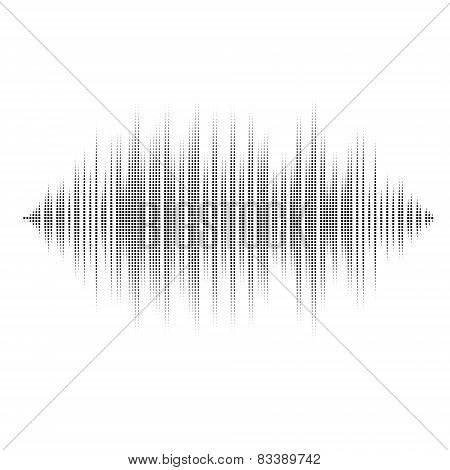 Waveform background isolated. Black and white halftone vector sound waves. You can use in club, radi