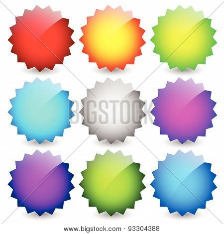 Blank Starburst Shapes, Price Flashes. Set Of 9 Colors.