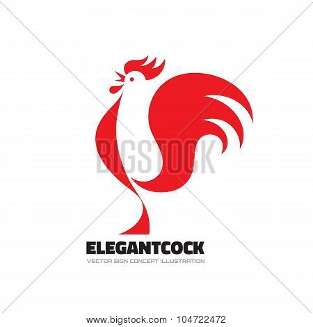 Elegant cock - rooster vector logo concept illustration. Bird cock minimal illustration.