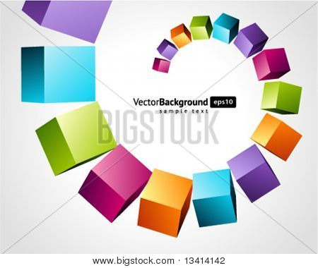 fly colorful 3d cubes vector background. Eps 10