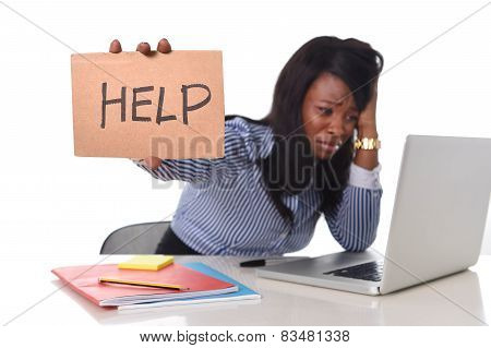 Black African American Ethnicity Frustrated Woman Working In Stress At Office