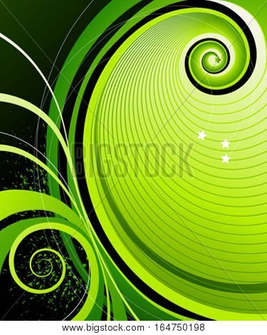 Abstract swirls and stars. Vector illustration.