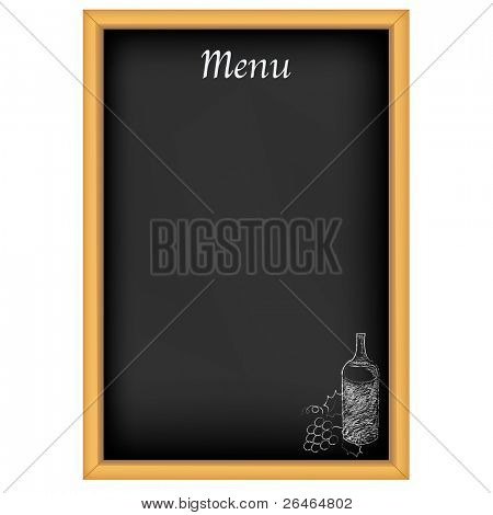 Chalkboard With Menu And Drawing Chalk, Isolated On White Background, Vector Illustration