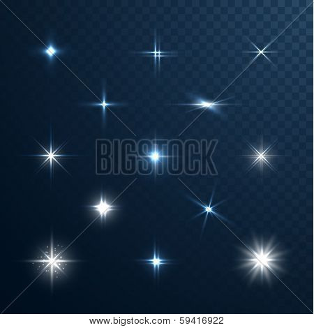 Stars and sparkles - collection of design elements on half-transparent background - eps10 vector