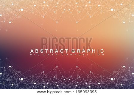 Big data complex. Graphic abstract background communication. Perspective backdrop of depth. Minimal array with compounds lines and dots. Digital data visualization. Vector illustration Big data