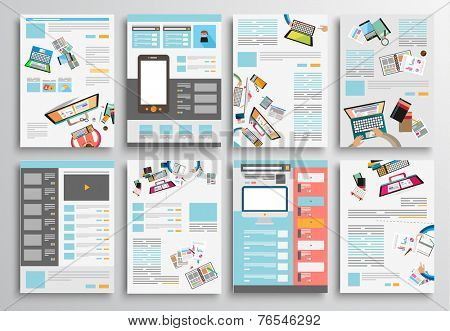 Set of Flyer Design, Web Templates. Brochure Designs, Technology Backgrounds. Mobile Technologies, Infographic  ans statistic Concepts and Applications covers.